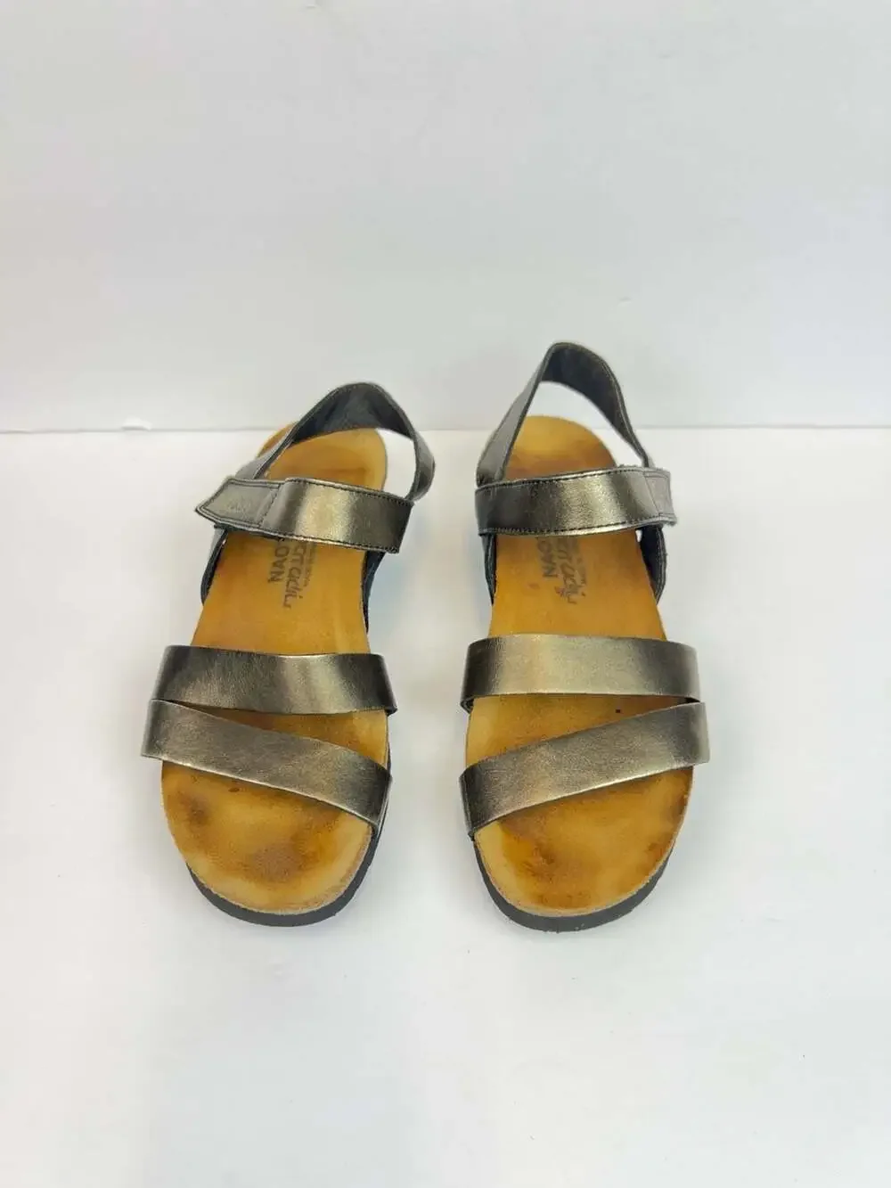 Naot Kayla Metallic Bronze Leather Wedge Sandals US 7 Euro 38